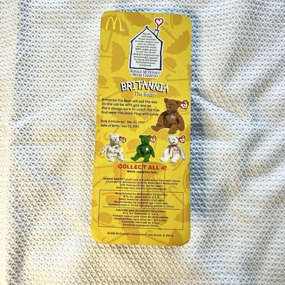 Ty McDonalds Teenie Beanie 1999 Britannia The Bear Plush Toy - Picture 3 of 3